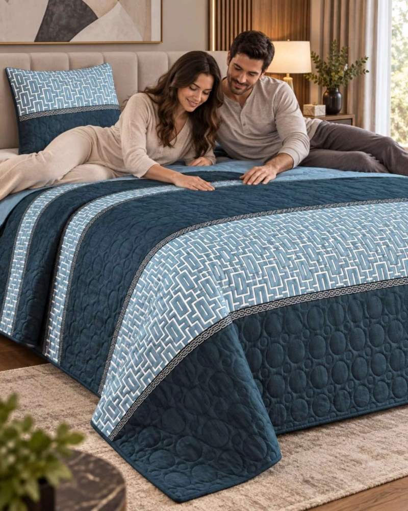 CUBRECAMA COLCHA DELGADA DE VERANO PLAZA Y MEDIA CON FUNDA DE ALMOHADA - 5