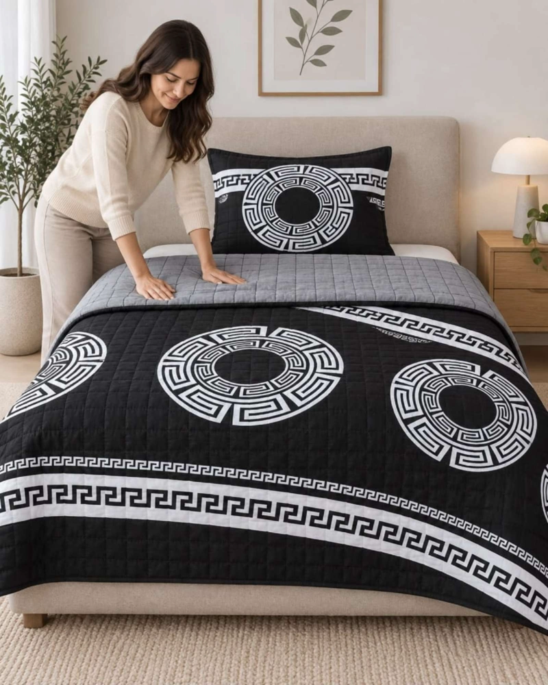 CUBRECAMA COLCHA DELGADA DE VERANO PLAZA Y MEDIA CON FUNDA DE ALMOHADA - 1
