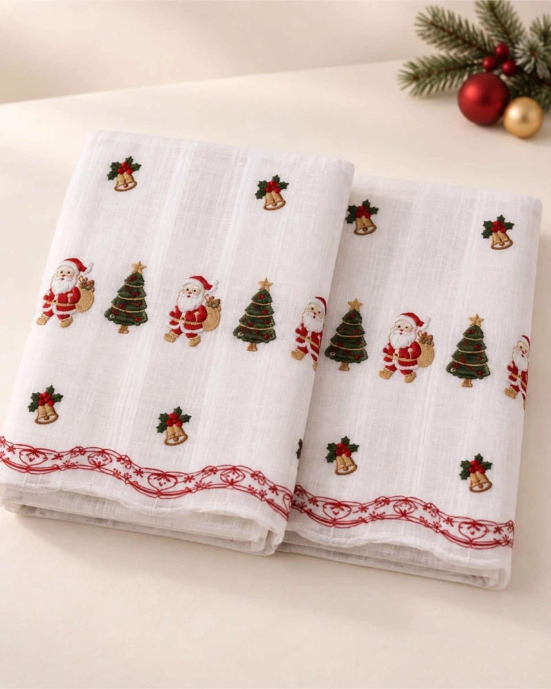 SET 2 PAÑOS CORTINA VISILLO NAVIDEÑA 140 X 230 CM CON OJALES - 6