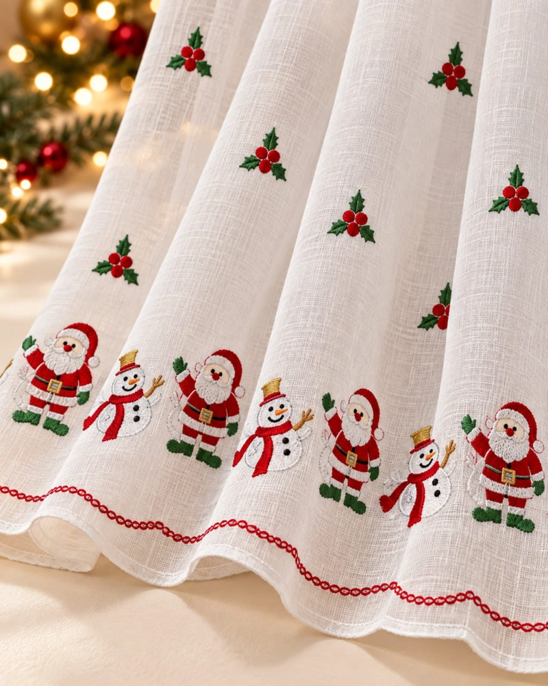 SET 2 PAÑOS CORTINA VISILLO NAVIDEÑA 140 X 230 CM CON OJALES - 4
