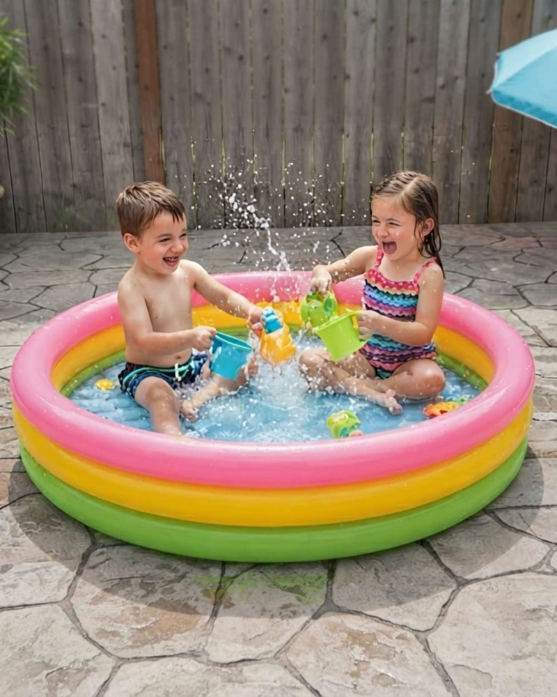 PISCINA INFANTIL INFLABLE 3 ANILLOS 114 CM ARCOIRIS01 - 3