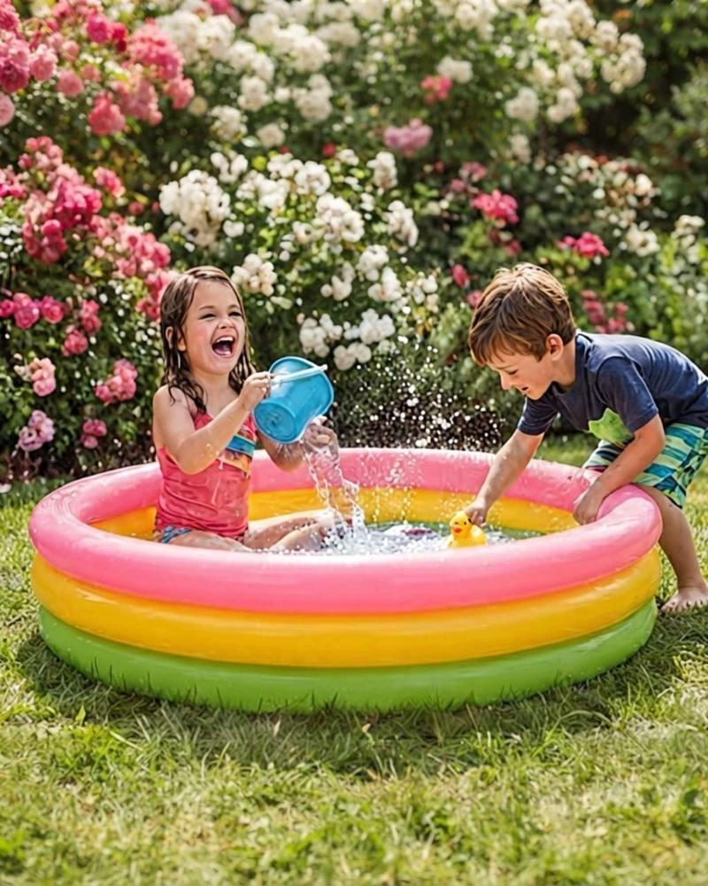 PISCINA INFANTIL INFLABLE 3 ANILLOS 114 CM ARCOIRIS01 - 7