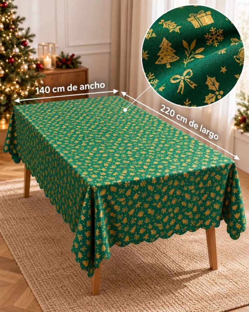 MANTEL DISEÑO NAVIDAD RECTANGULAR FESTIVO 140X220 CM - 7