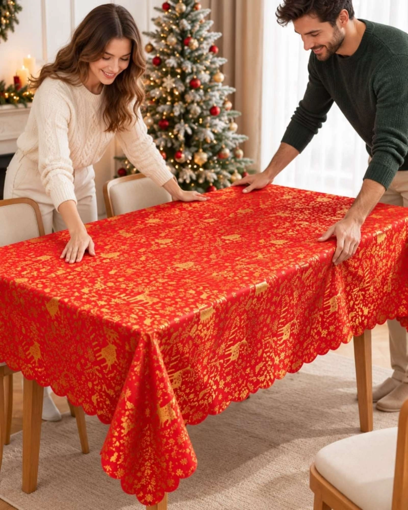 MANTEL DISEÑO NAVIDAD RECTANGULAR FESTIVO 140X220 CM - 1
