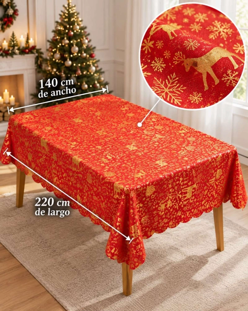 MANTEL DISEÑO NAVIDAD RECTANGULAR FESTIVO 140X220 CM - 7