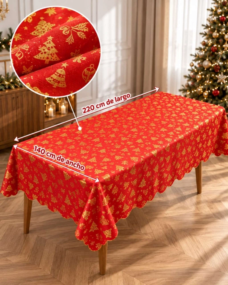 MANTEL DISEÑO NAVIDAD RECTANGULAR FESTIVO 140X220 CM - 7