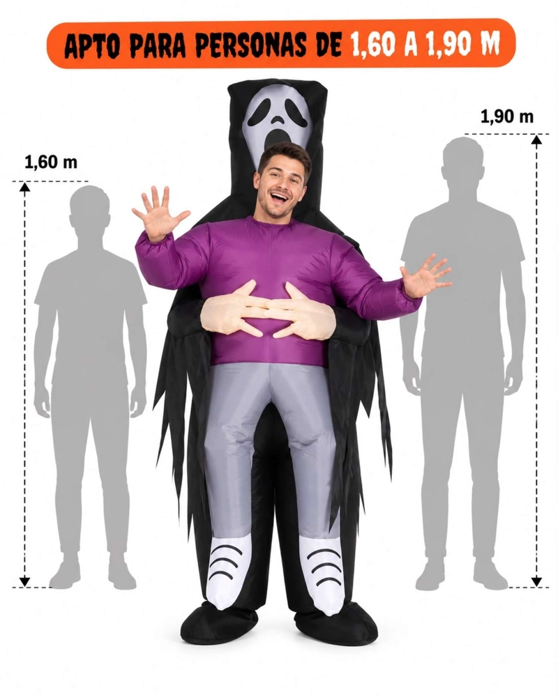 DISFRAZ INFLABLE FANTASMA CARGADOR ADULTO 1,60 A 1,90 M - 7