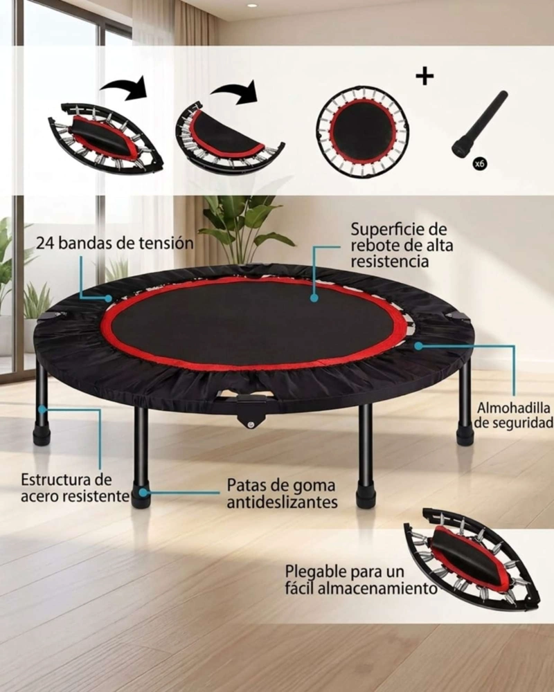 TRANPOLIN HOME FITNESS PLEGABLE DE EJERCICIOS PORTATIL 100 CM - 7