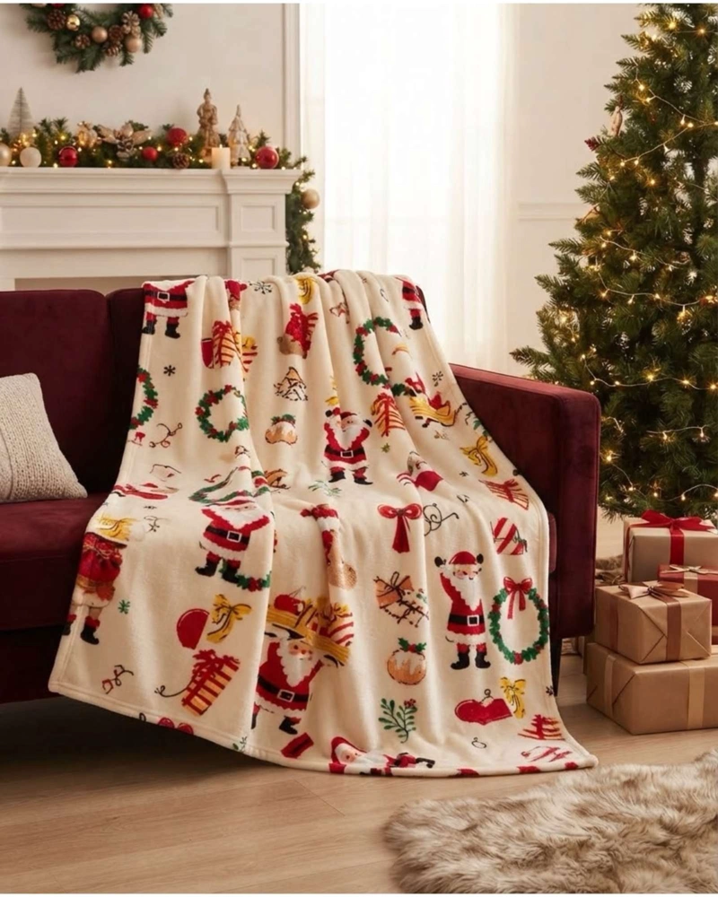FRAZADA NAVIDEÑA POLAR SUAVE FESTIVO INVIERNO CONFORT 150X200 CM - 1
