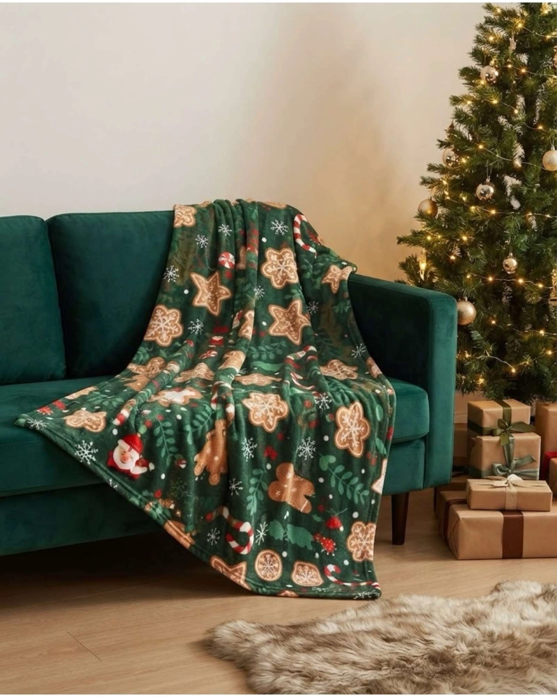 FRAZADA NAVIDEÑA POLAR SUAVE FESTIVO INVIERNO CONFORT 150X200 CM - 1