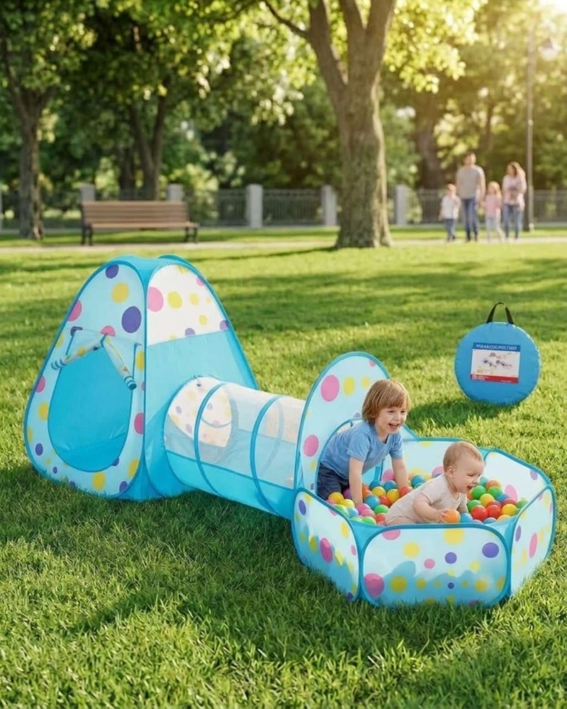 CARPA TIPI INFANTIL ROSADA CON POMPONES. - 4