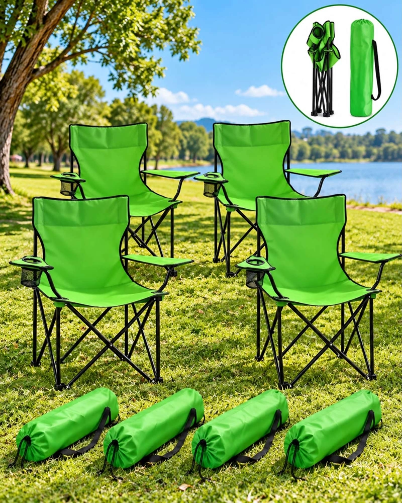 4 SILLAS PLEGABLES LIVIANAS CON BOLSO DE TRANSPORTE - 3