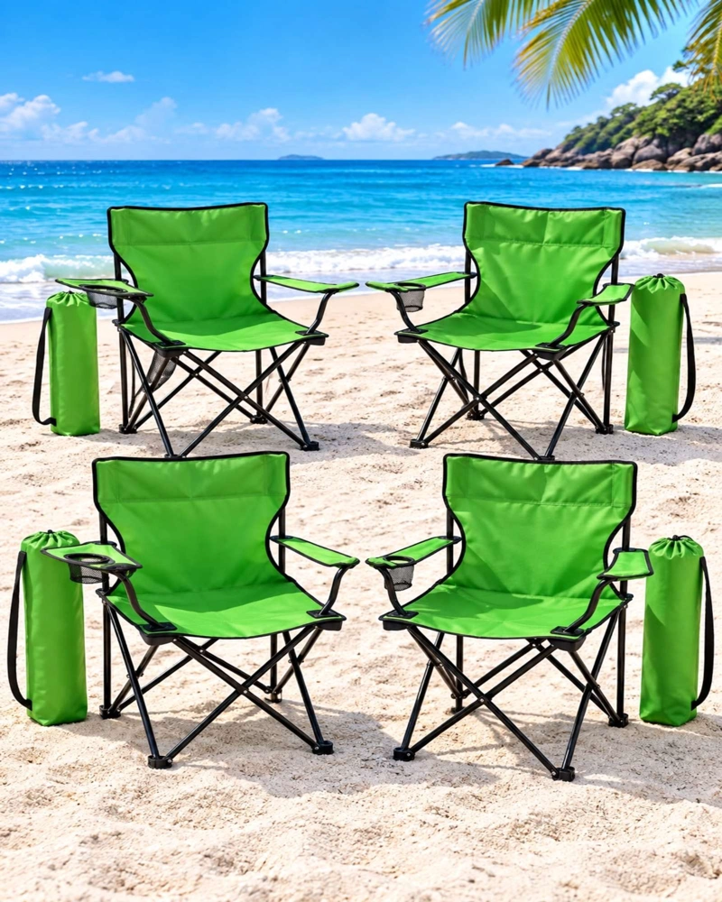 4 SILLAS PLEGABLES LIVIANAS CON BOLSO DE TRANSPORTE - 4