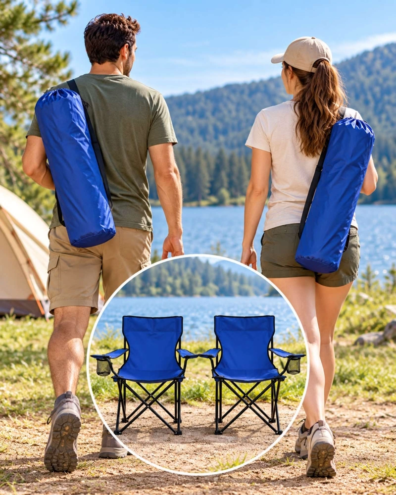 2 SILLAS PLEGABLES LIVIANAS CON BOLSO DE TRANSPORTE - 4