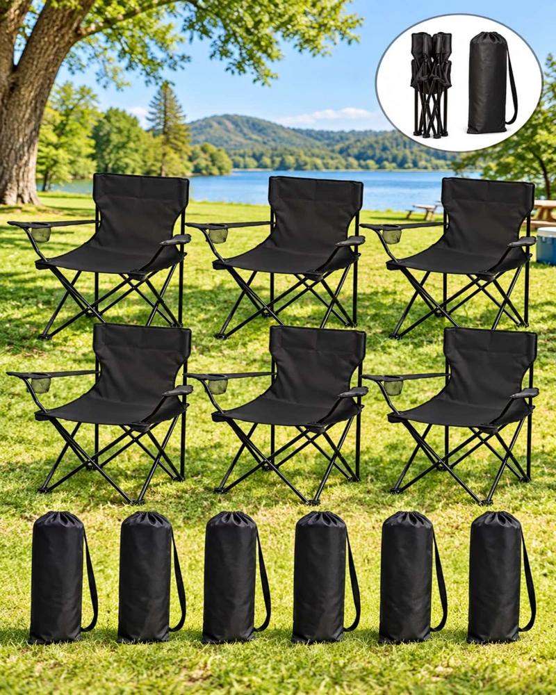 6 SILLAS PLEGABLES LIVIANAS CON BOLSO DE TRANSPORTE - 3