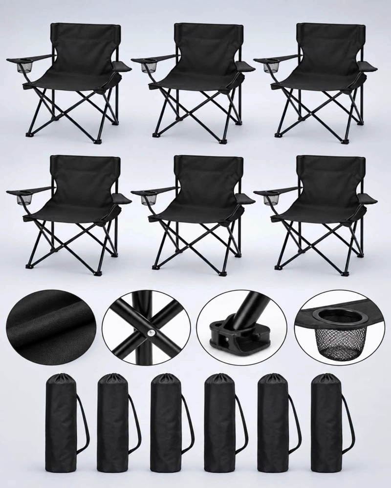 6 SILLAS PLEGABLES LIVIANAS CON BOLSO DE TRANSPORTE - 5