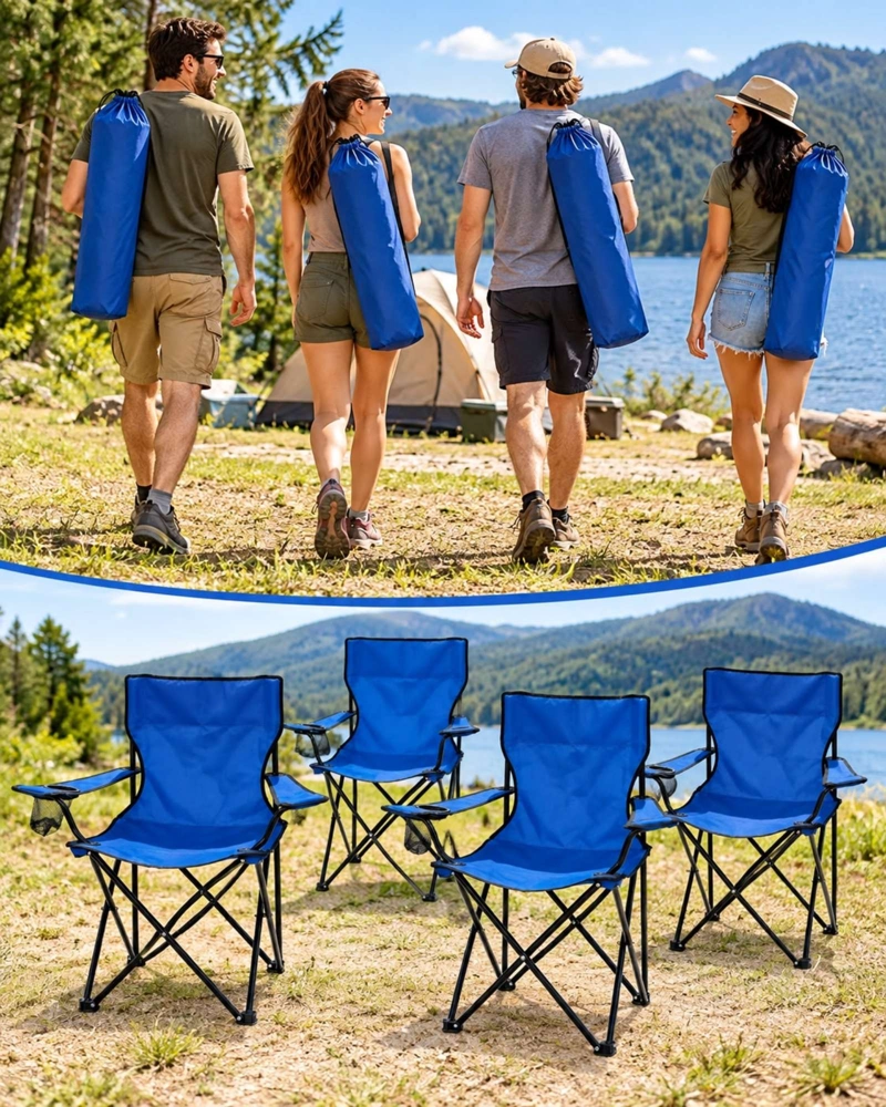 4 SILLAS PLEGABLES LIVIANAS CON BOLSO DE TRANSPORTE - 3