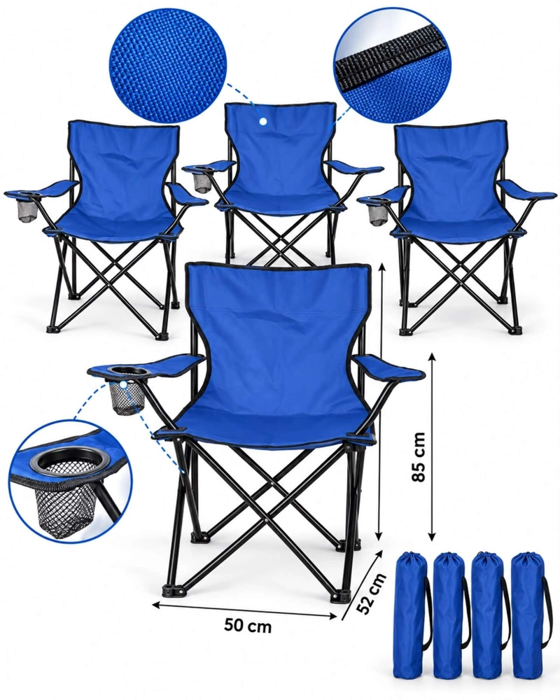 4 SILLAS PLEGABLES LIVIANAS CON BOLSO DE TRANSPORTE - 6