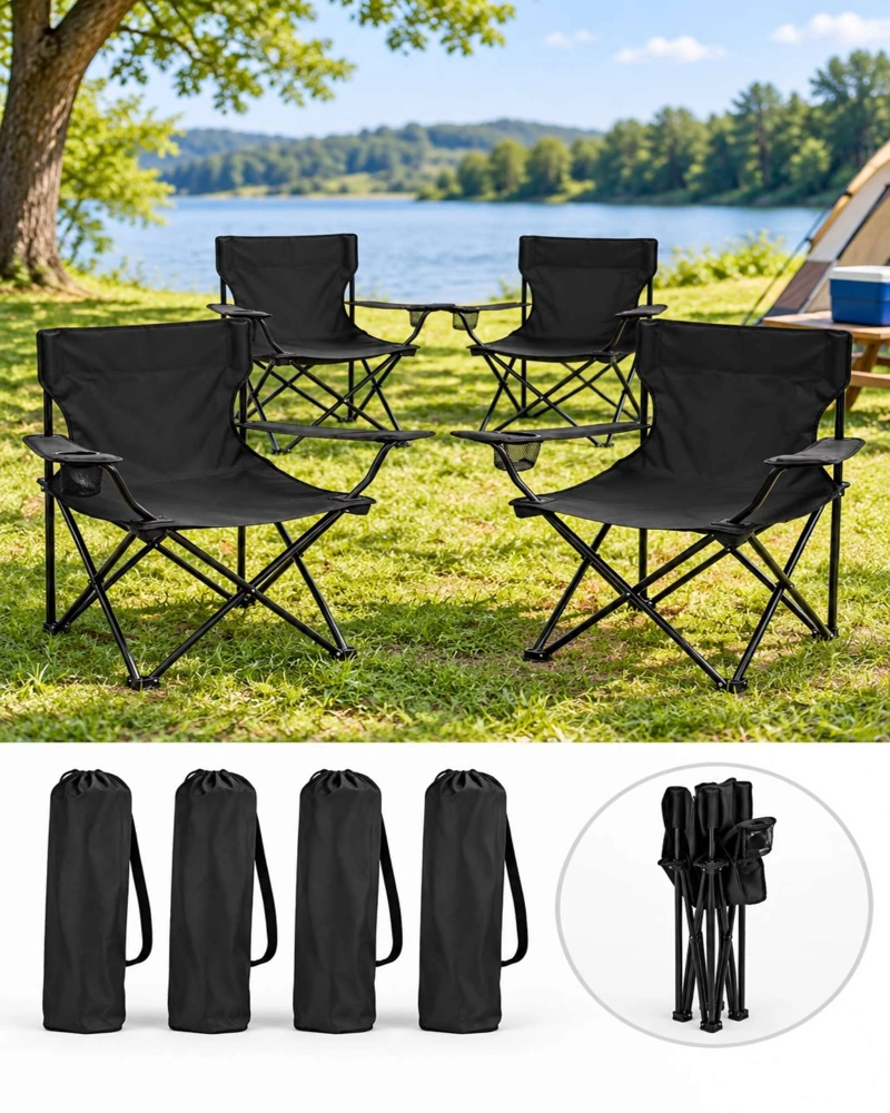 4 SILLAS PLEGABLES LIVIANAS CON BOLSO DE TRANSPORTE - 3