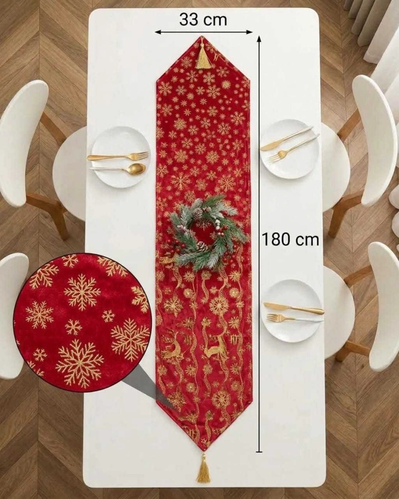 CAMINO DE MESA NAVIDEÑO TEXTURA ELEGANTE 33X180 CM - 7