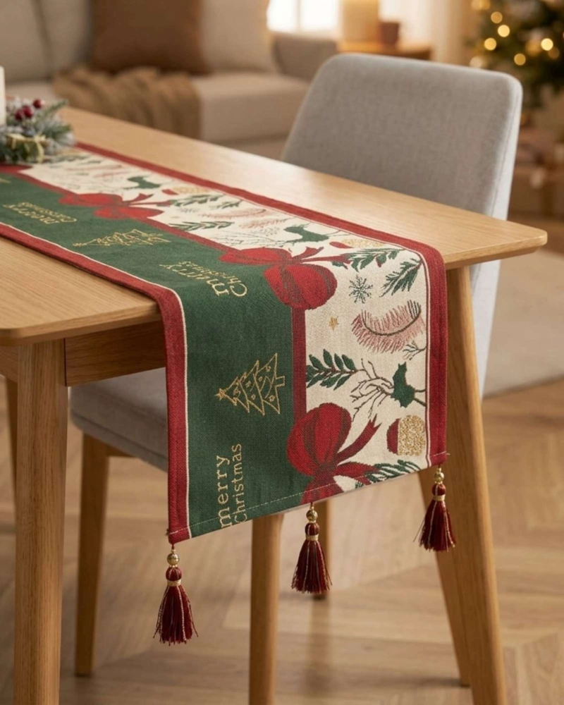CAMINO DE MESA NAVIDEÑO ELEGANTE 33X180 CM DECORACION FESTIVA - 2