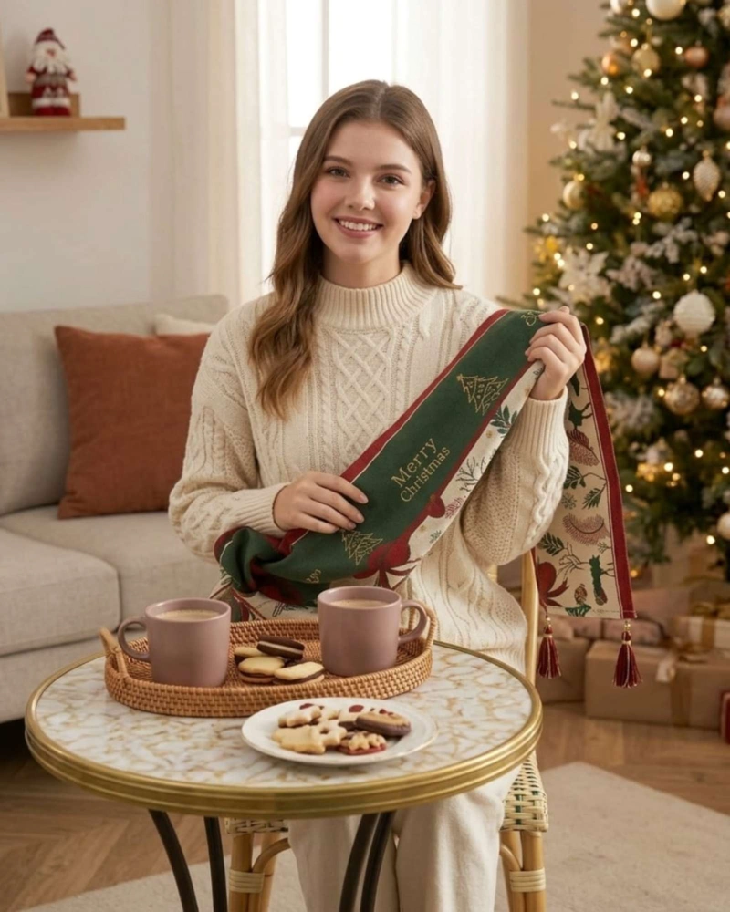 CAMINO DE MESA NAVIDEÑO ELEGANTE 33X180 CM DECORACION FESTIVA - 5
