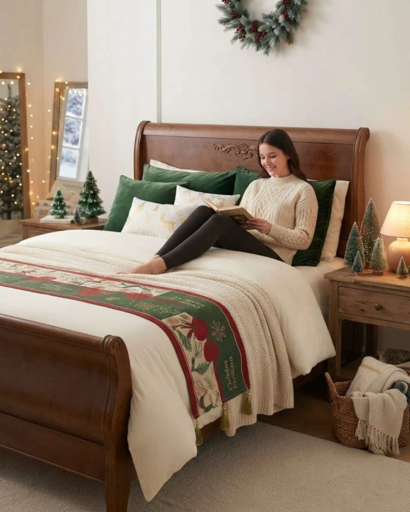 CAMINO DE MESA NAVIDEÑO ELEGANTE 33X180 CM DECORACION FESTIVA - 6