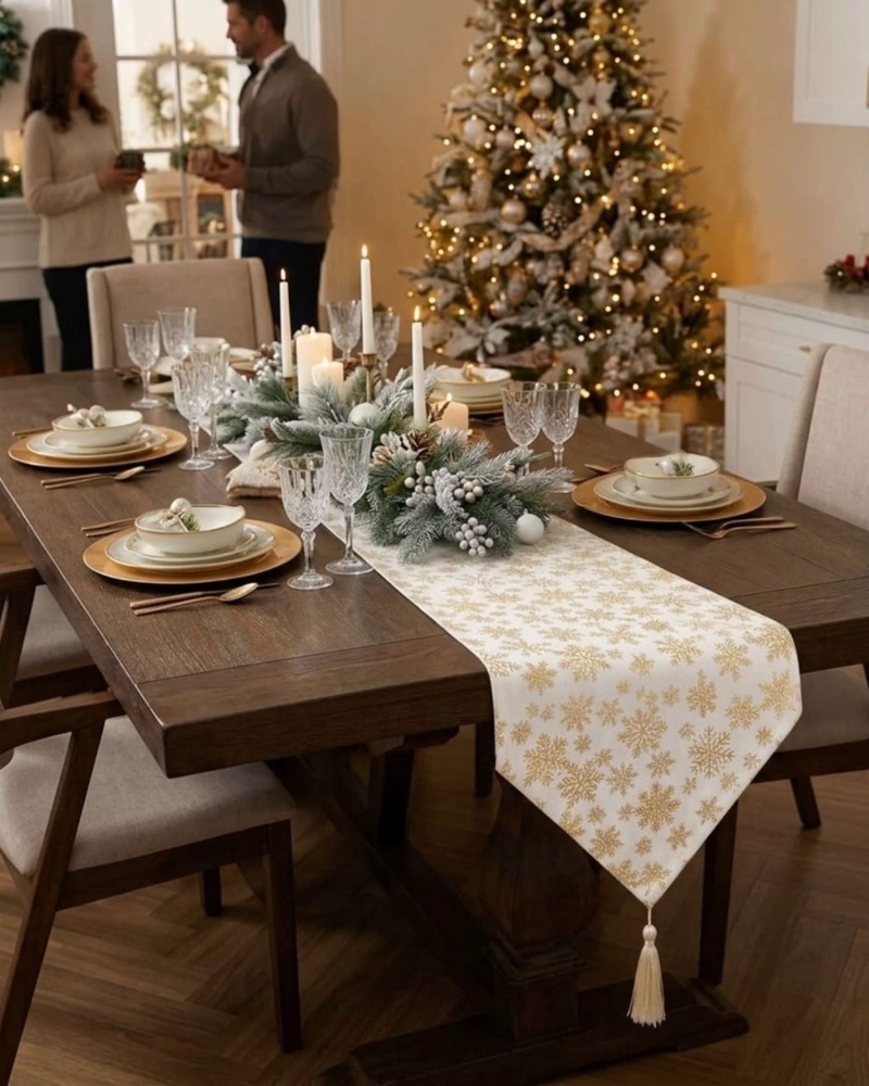 CAMINO DE MESA NAVIDEÑO TEXTURA ELEGANTE 33X180 CM - 1
