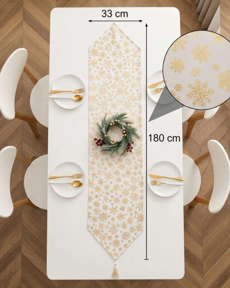 CAMINO DE MESA NAVIDEÑO TEXTURA ELEGANTE 33X180 CM - 7