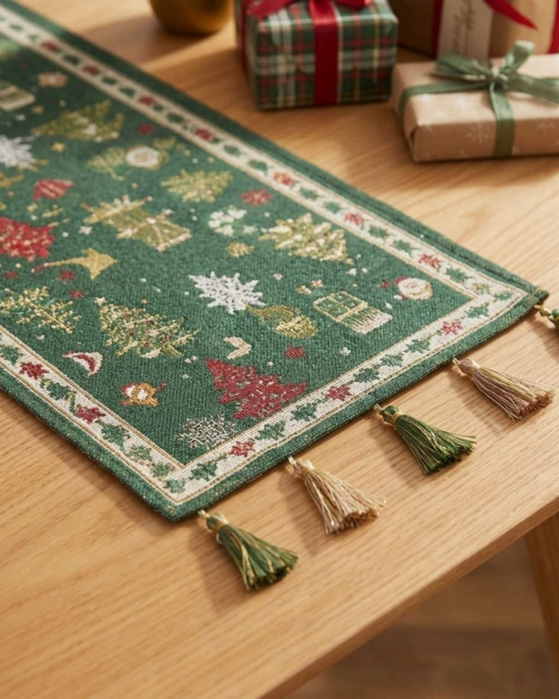 CAMINO DE MESA NAVIDEÑO ELEGANTE 33X180 CM DECORACION FESTIVA - 2
