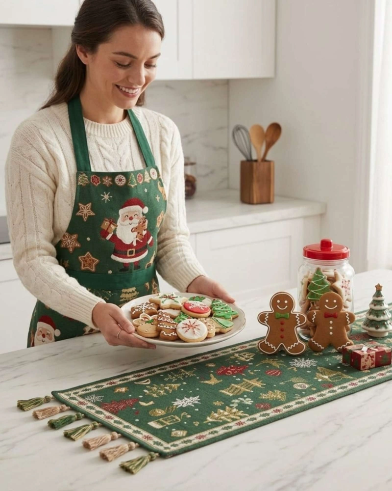 CAMINO DE MESA NAVIDEÑO ELEGANTE 33X180 CM DECORACION FESTIVA - 3