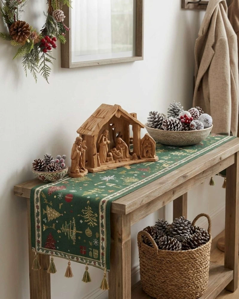 CAMINO DE MESA NAVIDEÑO ELEGANTE 33X180 CM DECORACION FESTIVA - 5
