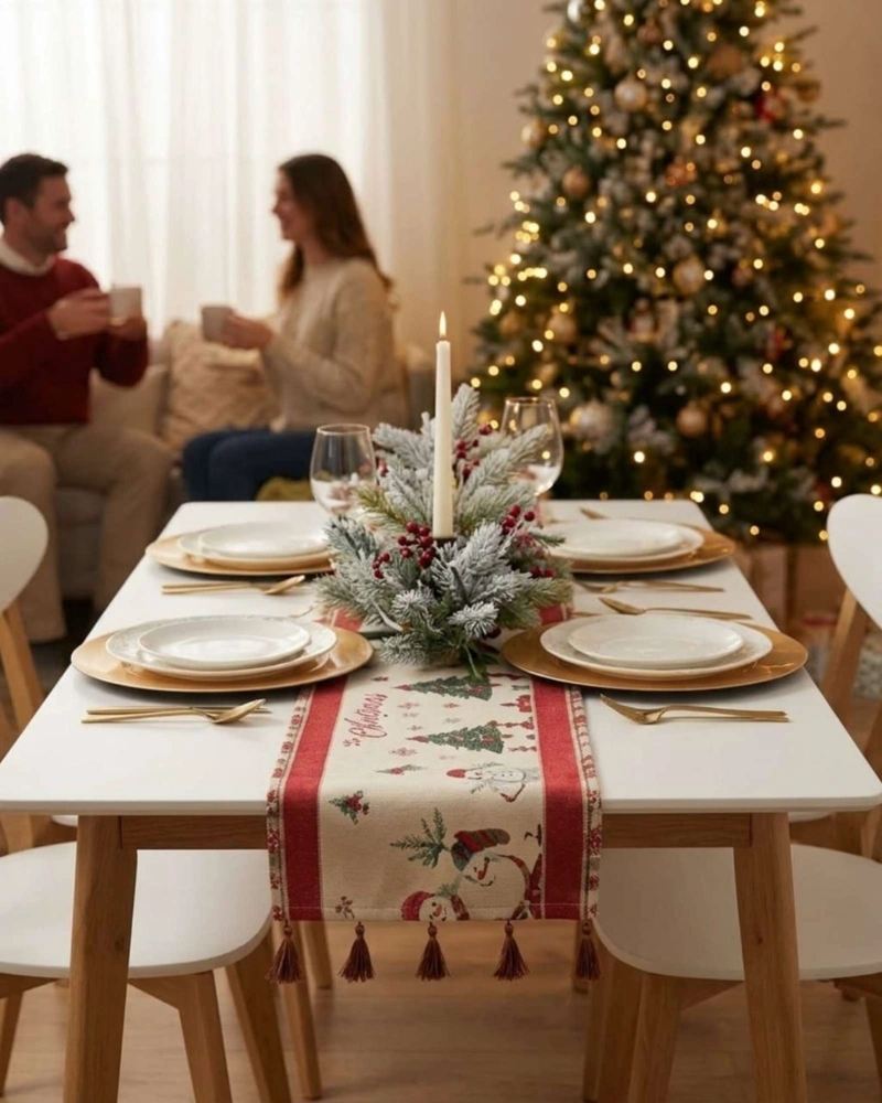 CAMINO DE MESA NAVIDEÑO ELEGANTE 33X180 CM DECORACION FESTIVA - 1