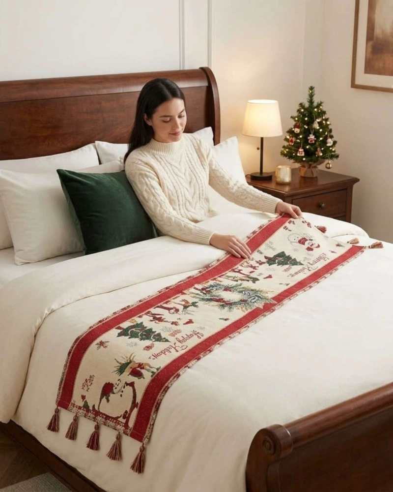 CAMINO DE MESA NAVIDEÑO ELEGANTE 33X180 CM DECORACION FESTIVA - 6