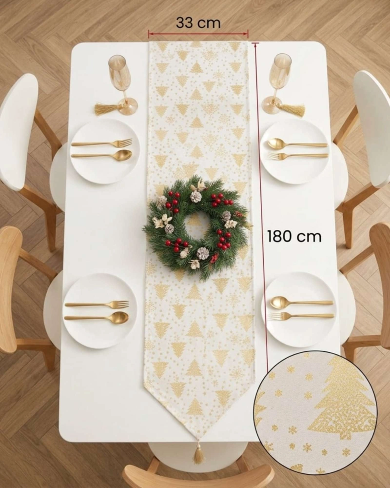 CAMINO DE MESA NAVIDEÑO TEXTURA ELEGANTE 33X180 CM - 7
