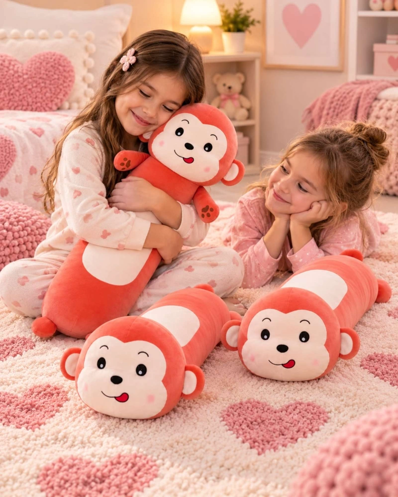 ALMOHADA COJIN LARGO MONO PELUCHE SUAVE 70 CM - 2