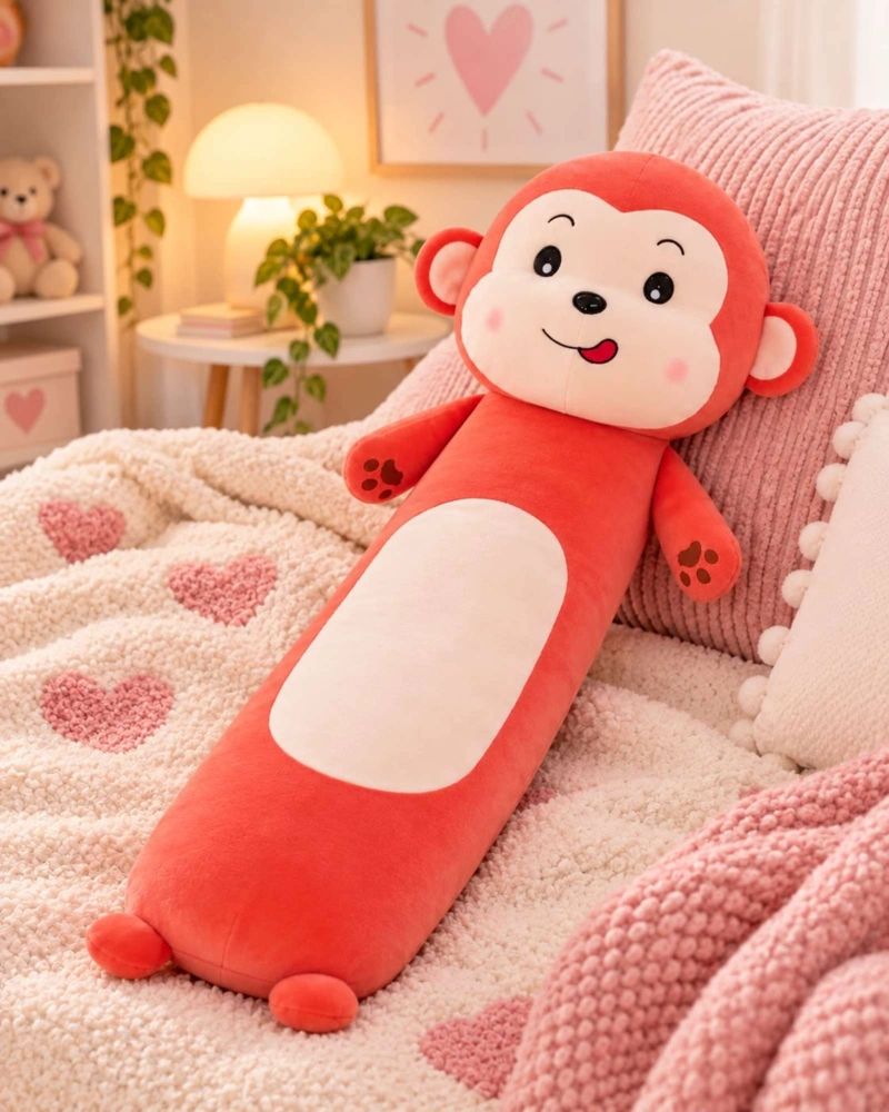 ALMOHADA COJIN LARGO MONO PELUCHE SUAVE 70 CM - 3
