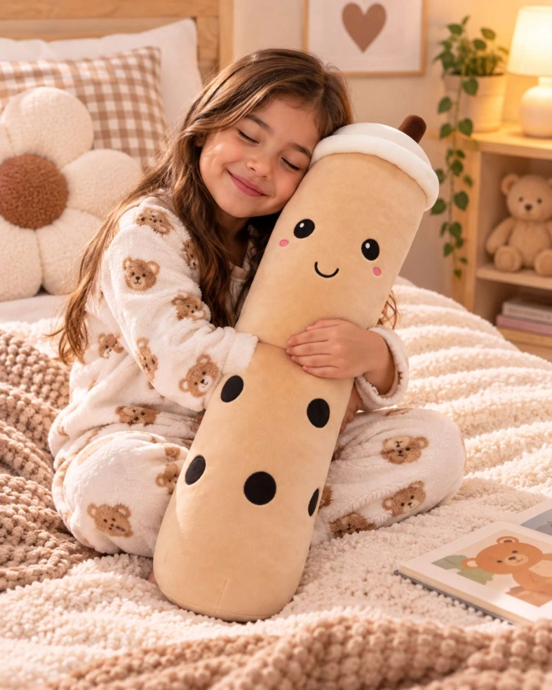 ALMOHADA COJIN LARGO TEA TE  DE BURBUJAS PELUCHE SUAVE 70 CM - 1