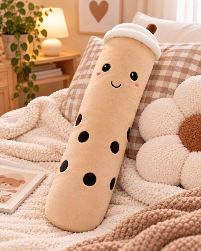 ALMOHADA COJIN LARGO TEA TE  DE BURBUJAS PELUCHE SUAVE 70 CM - 3