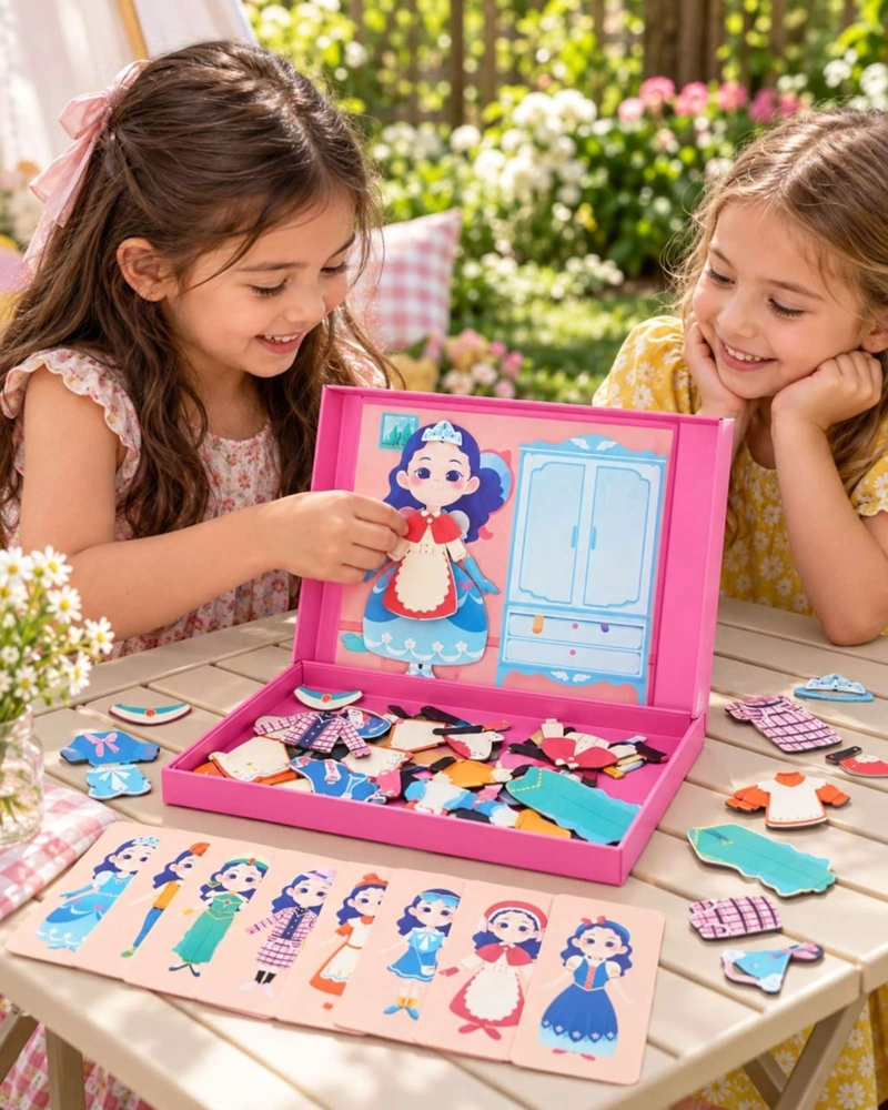 LIBRO DIDACTICO ROMPECABEZAS MAGNE TICO VESTIR MUÑECAS CAMBIA ROPA JUGUETE INTERACTIVO NIÑAS - 4