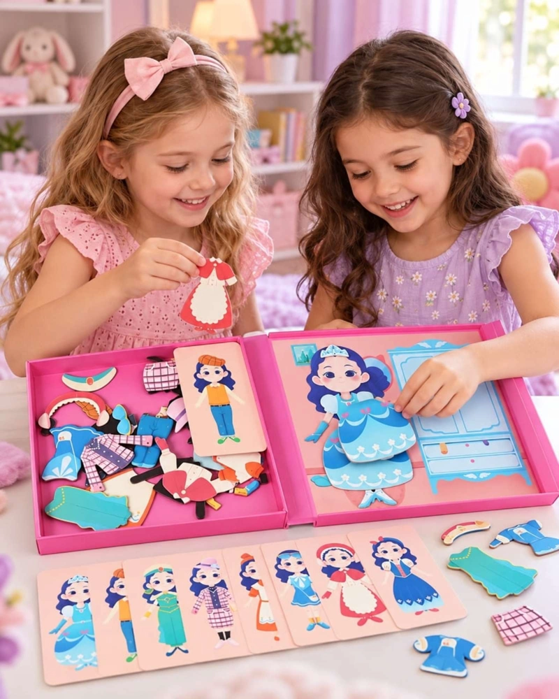 LIBRO DIDACTICO ROMPECABEZAS MAGNE TICO VESTIR MUÑECAS CAMBIA ROPA JUGUETE INTERACTIVO NIÑAS - 6