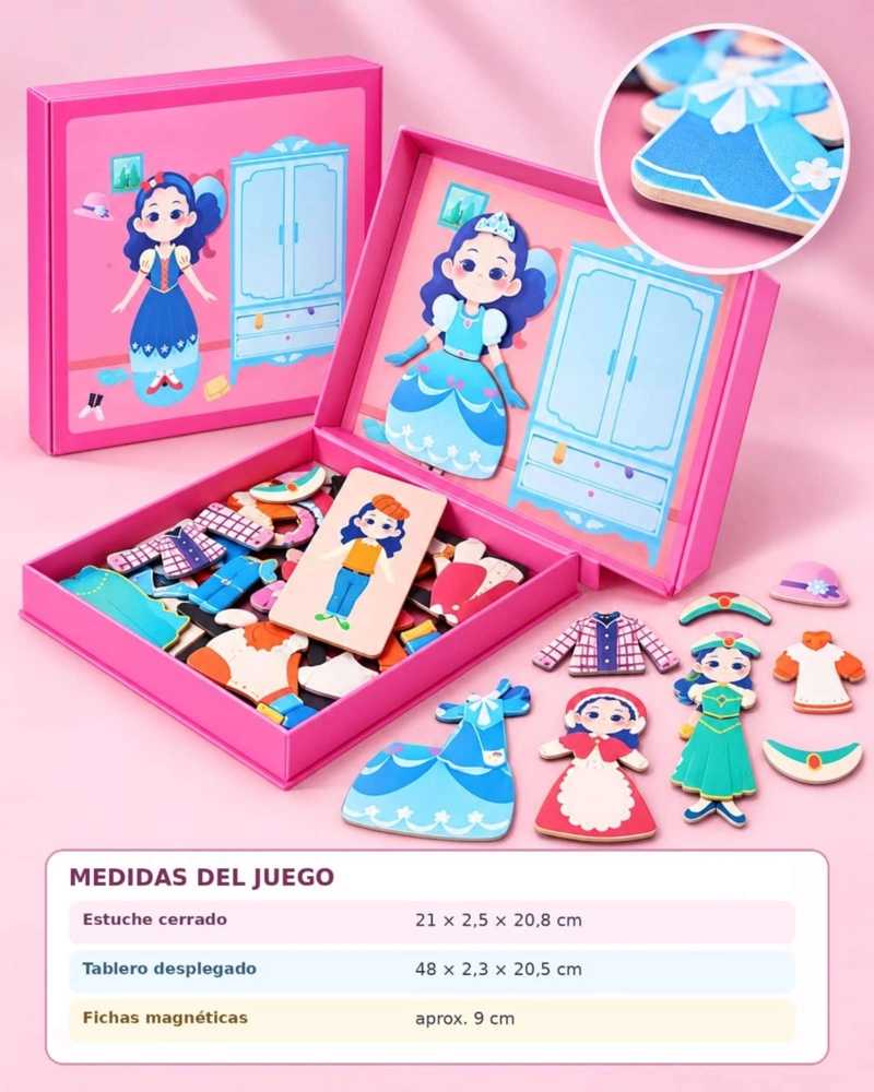 LIBRO DIDACTICO ROMPECABEZAS MAGNE TICO VESTIR MUÑECAS CAMBIA ROPA JUGUETE INTERACTIVO NIÑAS - 8