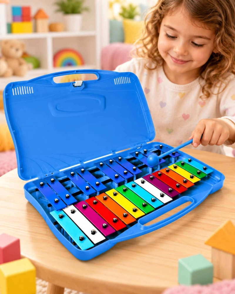 METALOFONO CROMATICO INFANTIL 25 NOTAS CON ESTUCHE Y BAQUETAS - 1