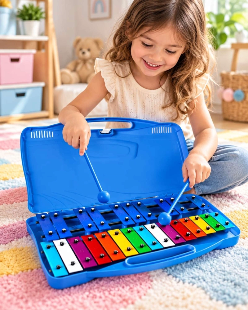 METALOFONO CROMATICO INFANTIL 25 NOTAS CON ESTUCHE Y BAQUETAS - 2