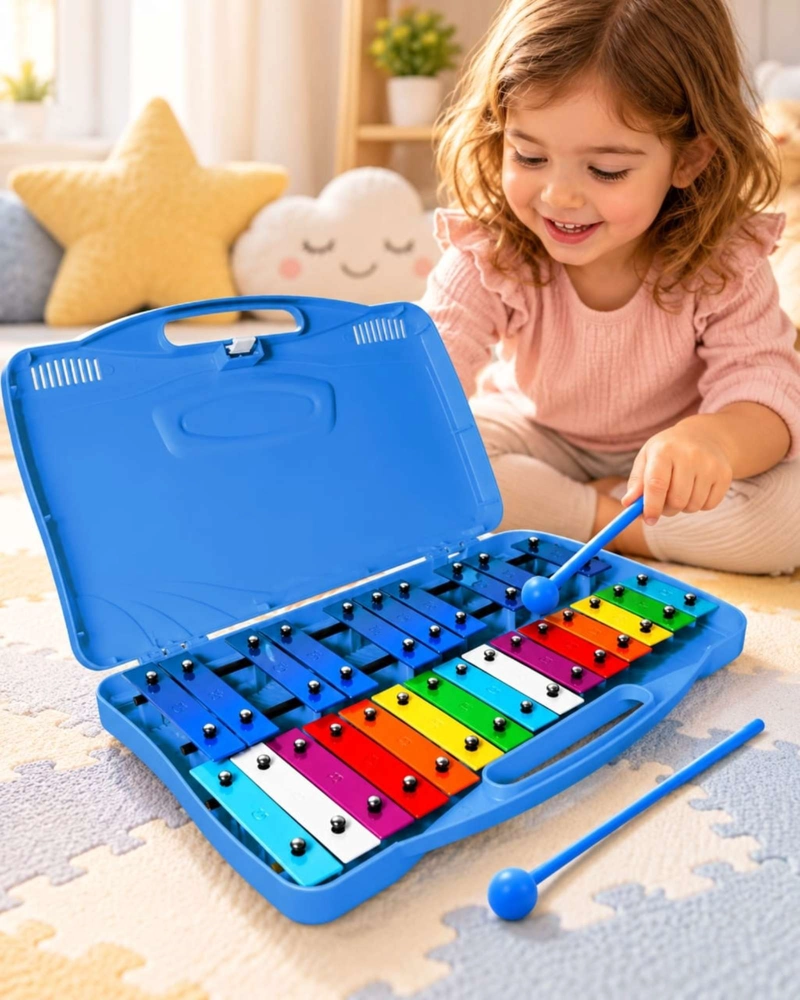 METALOFONO CROMATICO INFANTIL 25 NOTAS CON ESTUCHE Y BAQUETAS - 4
