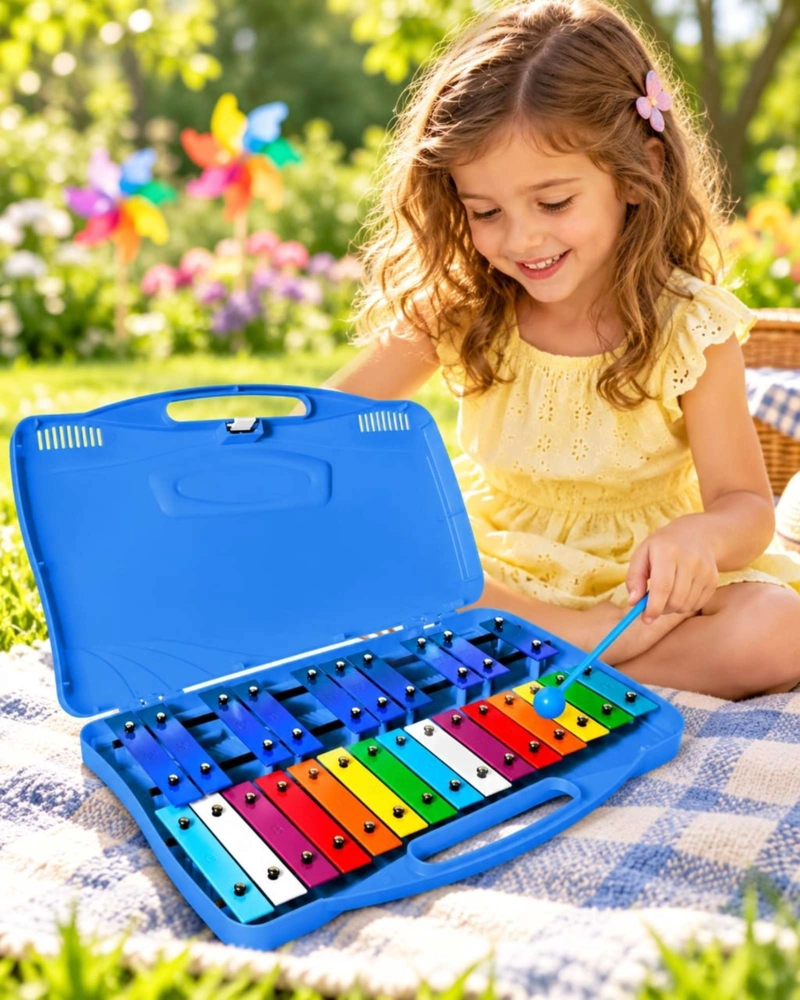 METALOFONO CROMATICO INFANTIL 25 NOTAS CON ESTUCHE Y BAQUETAS - 5
