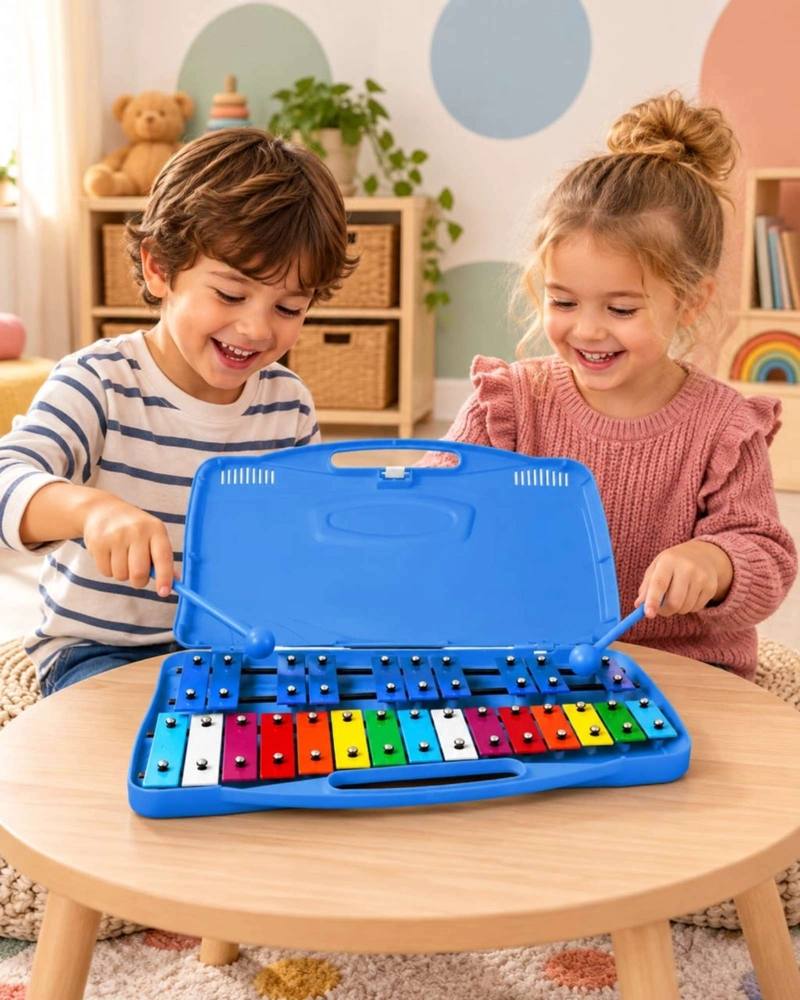 METALOFONO CROMATICO INFANTIL 25 NOTAS CON ESTUCHE Y BAQUETAS - 6