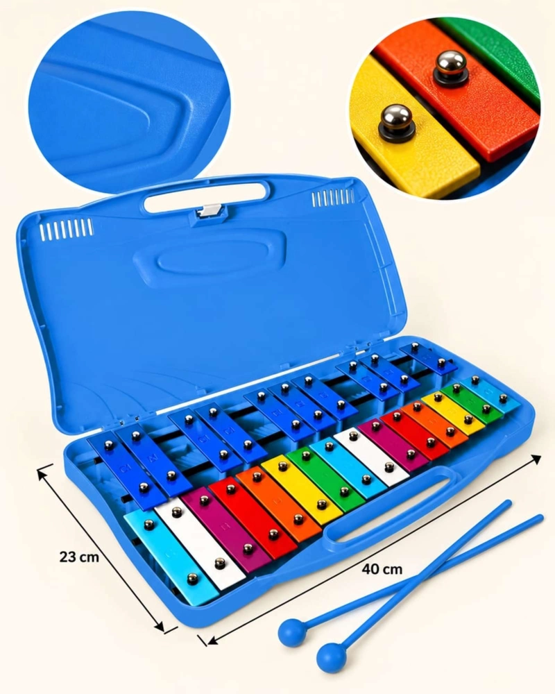 METALOFONO CROMATICO INFANTIL 25 NOTAS CON ESTUCHE Y BAQUETAS - 7