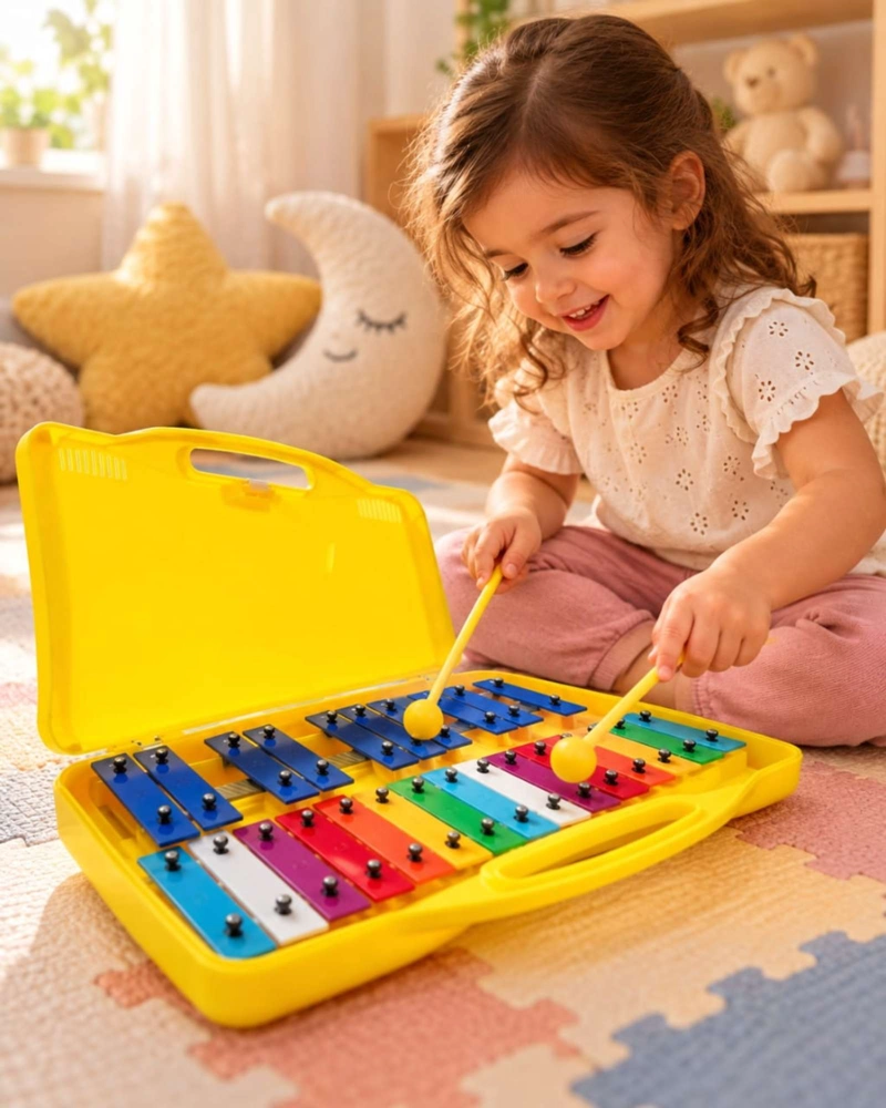 METALOFONO CROMATICO INFANTIL 25 NOTAS CON ESTUCHE Y BAQUETAS - 1