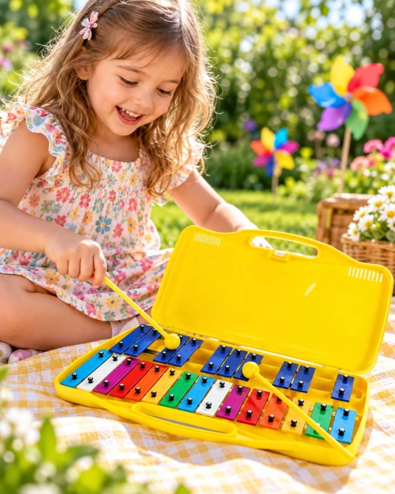 METALOFONO CROMATICO INFANTIL 25 NOTAS CON ESTUCHE Y BAQUETAS - 2
